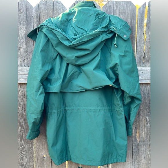Eddie Bauer Jacket Hunter Green Hooded Full Zipper Cinch Hood Waist Hem Medium - Picture 2 of 9
